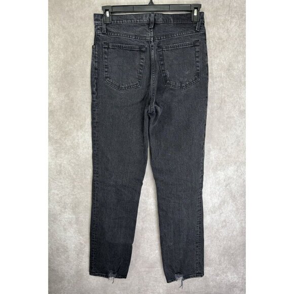 Abercrombie & Fitch Jeans 28/6L Black 90s Straight Ultra High Rise Distressed - Picture 4 of 10